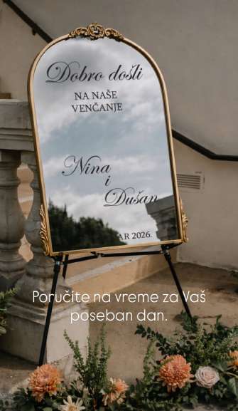 Folija dobrodošlice na ogledalu za venčanje